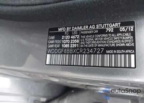 2012 Mercedes-Benz C 300 Luxury 4Matic/Sport 4Matic из США, поврежденный, VIN WDDGF8BBXCR234727